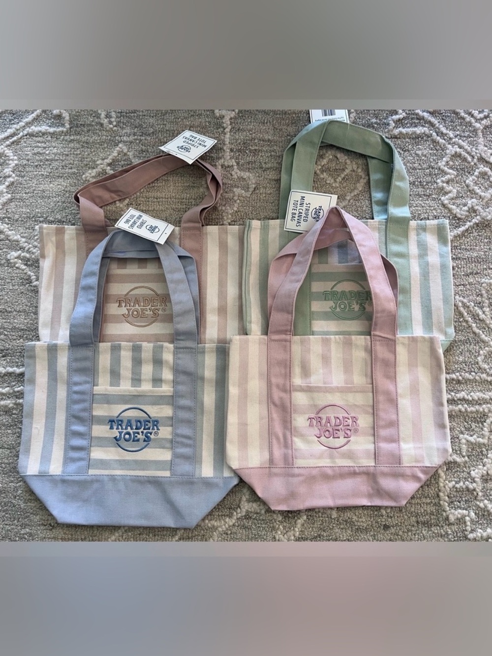 Trader Joe’s Pastel Striped Mini Canvas Tote Bags (set of 4) - Picture 4 of 12
